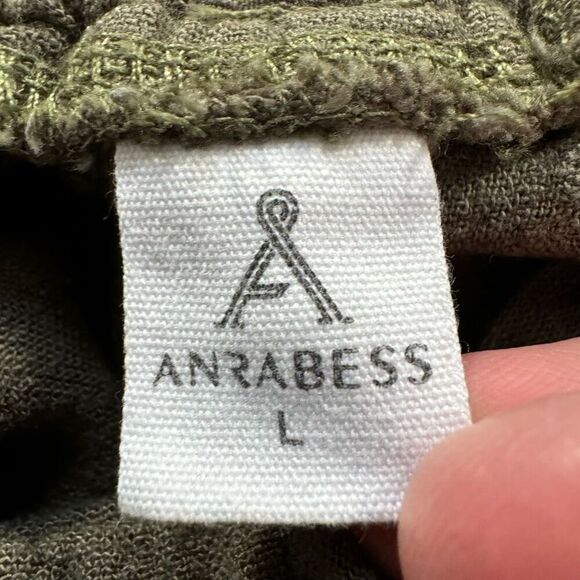 Anrabess Women’s Green High Rise Wide Leg Linen Blend Pants Size Large - Picture 6 of 12